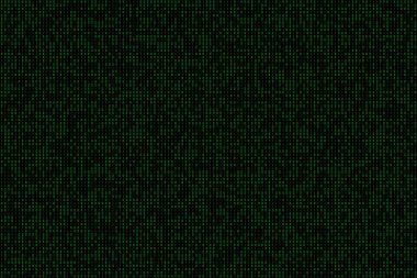 Siber güvenlik ve bilgi sistemleri için siyah arkaplan üzerinde binlerce yeşil sıfır ve 90 'larda bir ikili kod numarası Lcd yedi segment yazı tipi