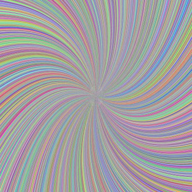 Değişik kıvrımları ve kıvrımları olan soyut, parlak, çok renkli spiral desenler.