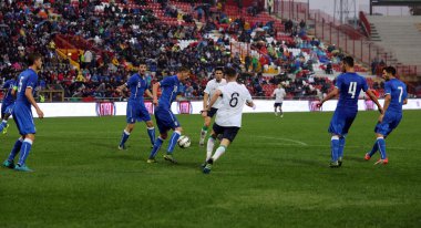 VICENZA, ITALY - October 13, 2015: UEFA Under-21 Championship , football match Italy vs  and Republic of Ireland at Romeo Menti Stadium.