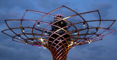 Milan, Italy - 8th September, 2015. Expo Tree of Life by night