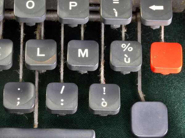 Red button of an ancient typewriter — Stock Photo, Image