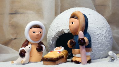 Kuzey Kutbu ve buz Igloo Eskimolar ile beşik