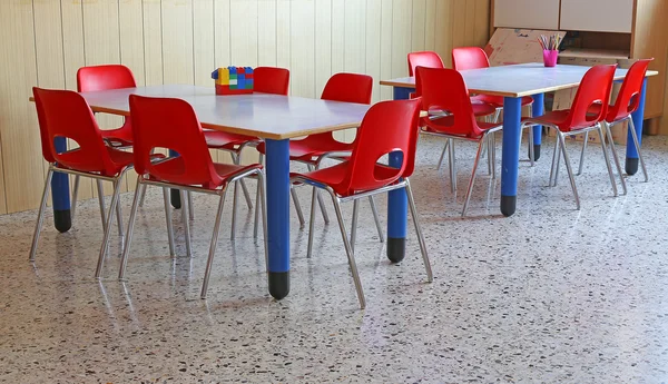 Chairs and tables in a kindergarten — Stock Photo, Image