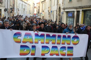 Vicenza (VI) İtalya. 1 Ocak 2016. Barış Mart Piskoposu 