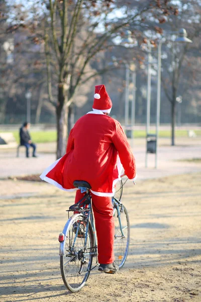 Santa uses the bike instead of the slide