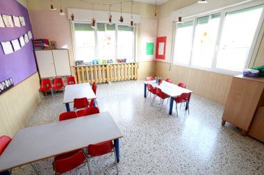 duvarlara çizimlerle anaokulu sınıf