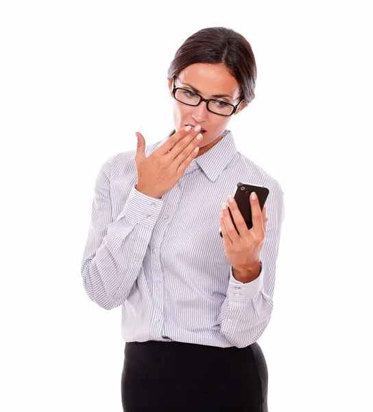 Young businesswoman with cell phone — Stock Photo, Image