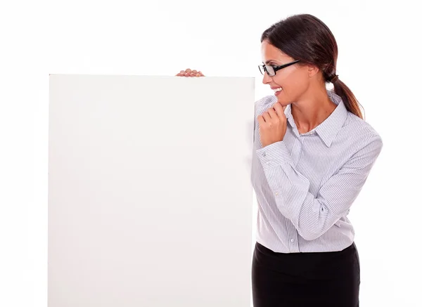 Young businesswoman with placard Royalty Free Stock Photos