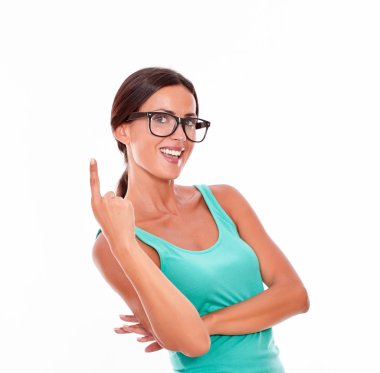 kopya boş alana işaret eden kadın