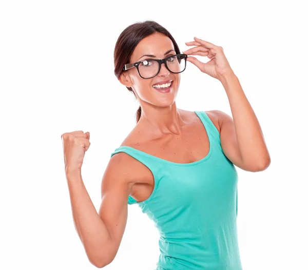 Celebrando a la mujer adulta sonriendo —  Fotos de Stock