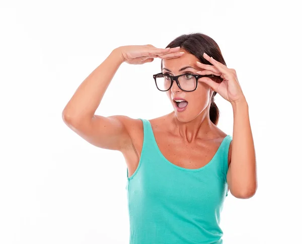 Shocked adult woman — Stock Photo, Image