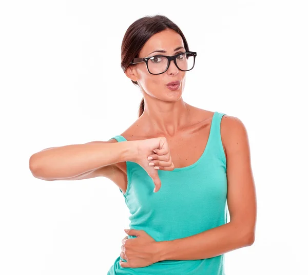 Woman showing disapproval sign — Stock Photo, Image