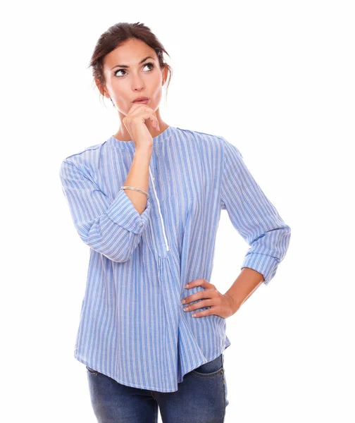 Stylish adult woman asking herself a question — Stock Photo, Image