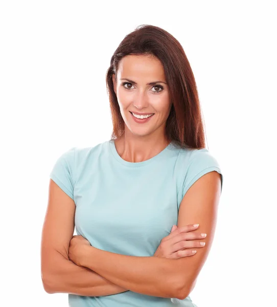 Happy adult woman smiling at you — Stock Photo, Image