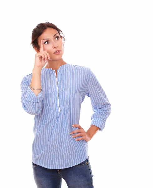 Lovely adult woman asking a question — Stock Photo, Image