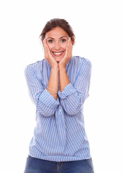 Surprised adult woman with funny face — Stock Photo, Image