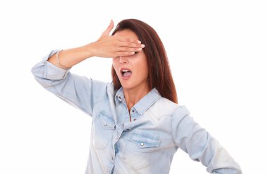 heyecanlı güzel kadın gözleri kapanış