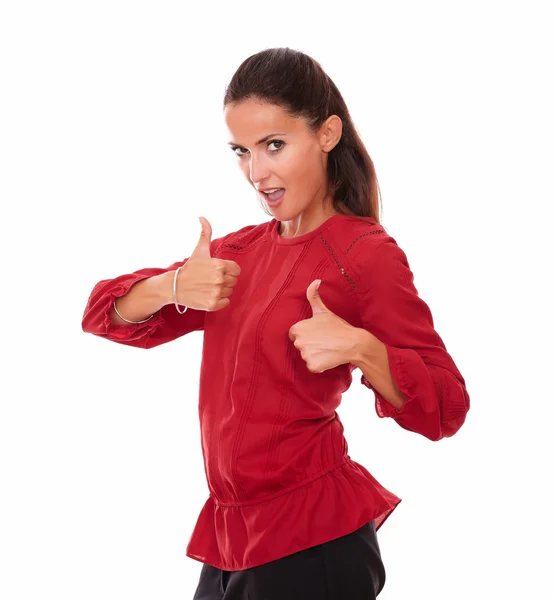 Charming latin female with thumbs up — Stock Photo, Image