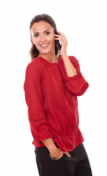 Beautiful young lady talking on her cell — Stock Photo, Image