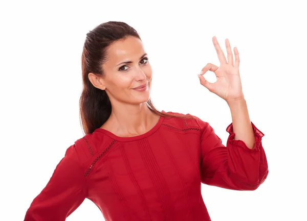 Lovely latin lady with good job gesture — Stock Photo, Image