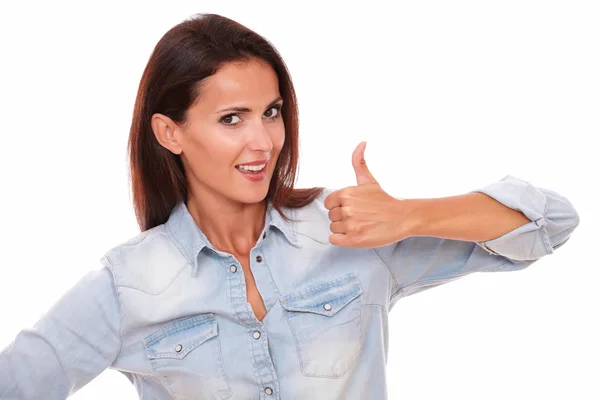 Lovely young lady with ok sign — Stock Photo, Image