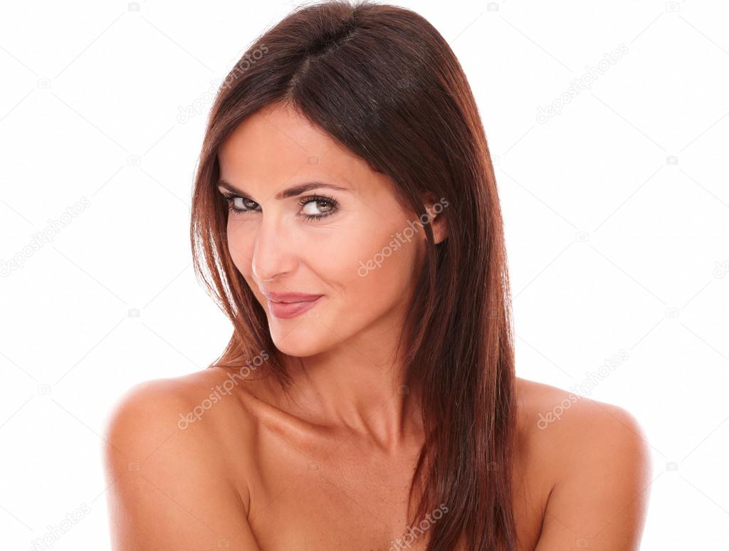 Pensive sensual sexy woman looking at camera