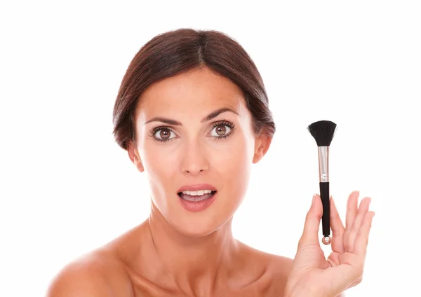 Beautiful woman with anti aging brush — Stock Photo, Image