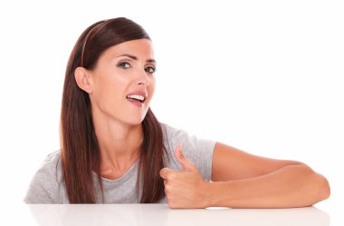 Büyük iş jest ile seksi kadın