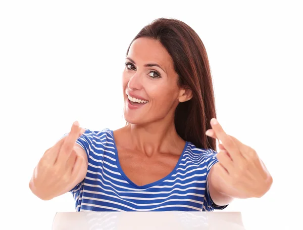 Adult female making a wish sign — Stock Photo, Image