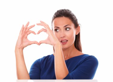 Attractive lady looking at a love sign clipart
