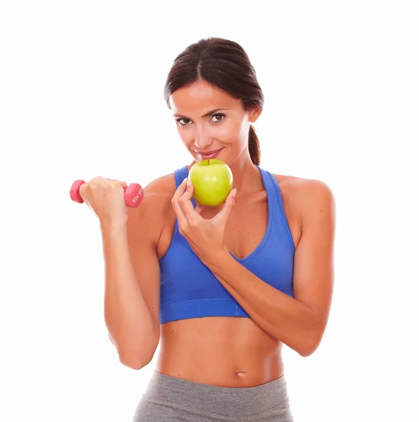 Fit woman doing exercise with dumbbell — Stock Photo, Image