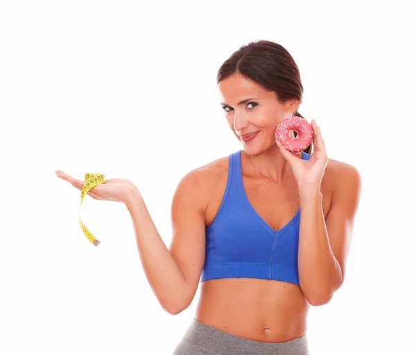 Schlanke Frau in Trainingskleidung bei Diäten — Stockfoto