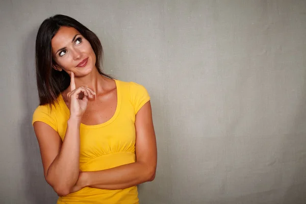 Thinking young pensive woman — Stock Photo, Image