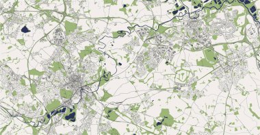İngiltere, Wakefield şehrinin haritası.