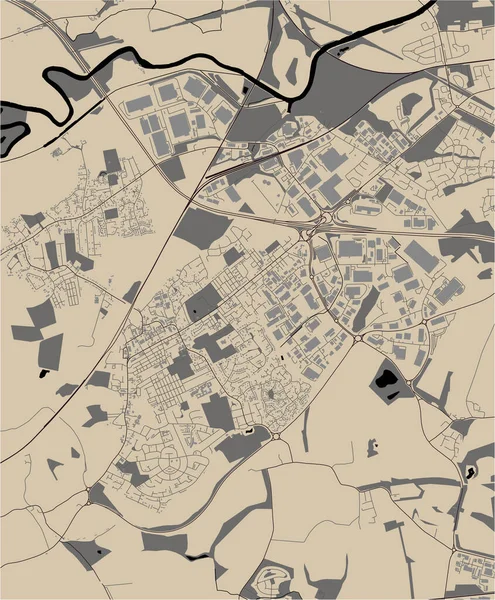 Mapa Vetorial Cidade Wakefield Inglaterra Reino Unido —  Vetores de Stock