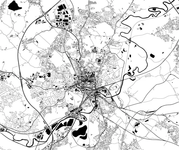 Mapa Vectorial Ciudad Wakefield Inglaterra — Archivo Imágenes Vectoriales