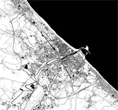 Pescara şehrinin haritası, Abruzzo, İtalya