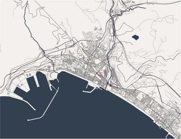 Mapa da cidade de Salerno, Itália — Vetor de Stock