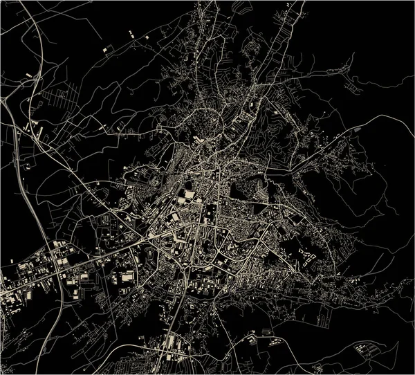 Mapa de la ciudad de Pristina, Kosovo — Vector de stock