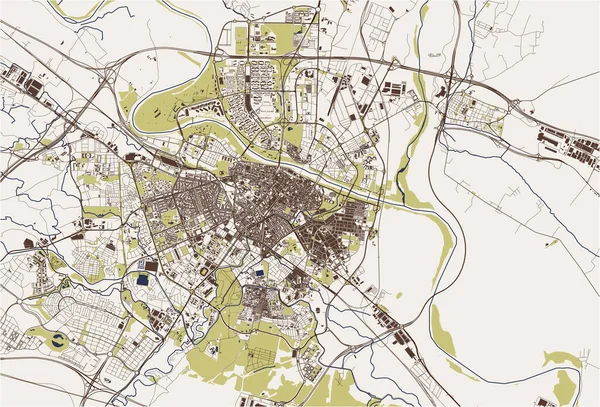 Mapa de la ciudad de Zaragoza, España — Vector de stock