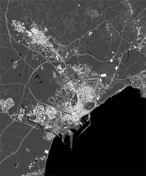 Kaart van de stad Alicante, Spanje — Stockvector