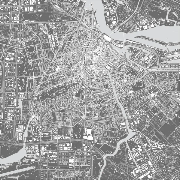 Carte de la ville de Amsterdam, Pays-Bas — Image vectorielle