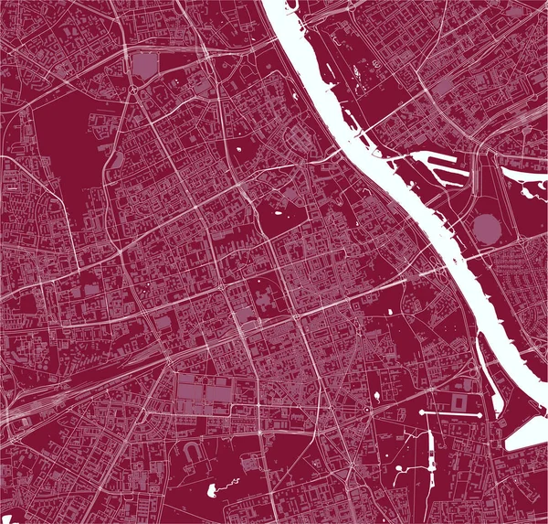 폴란드, 바르샤바 시의 지도 — 스톡 벡터