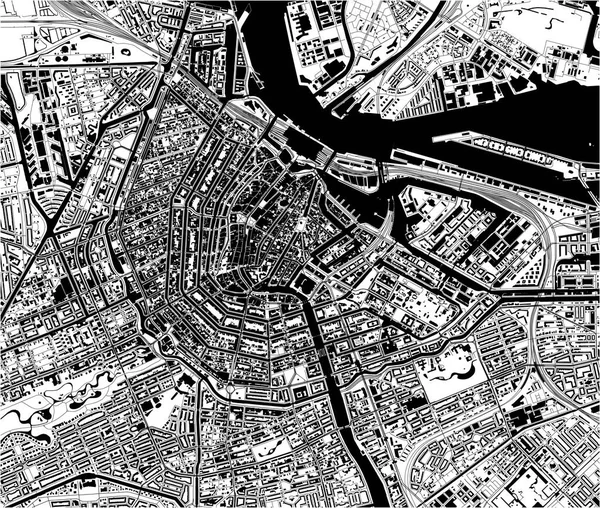 Carte Vectorielle Ville Amsterdam Pays Bas — Image vectorielle