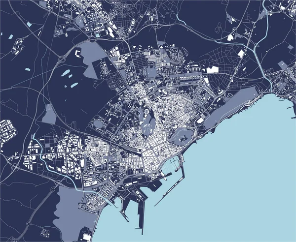 Kaart van de stad Alicante, Spanje — Stockvector