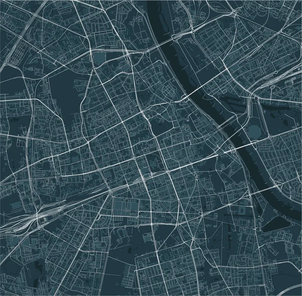 Polonya 'nın Varşova şehrinin haritası — Stok Vektör