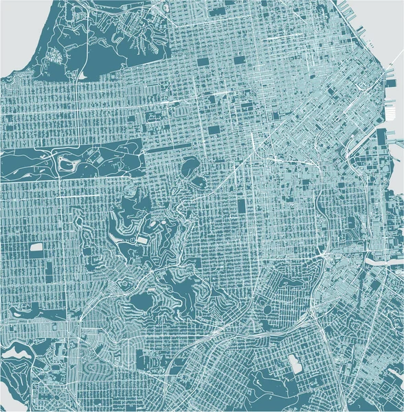 Mapa de la ciudad de San Francisco, Estados Unidos — Vector de stock