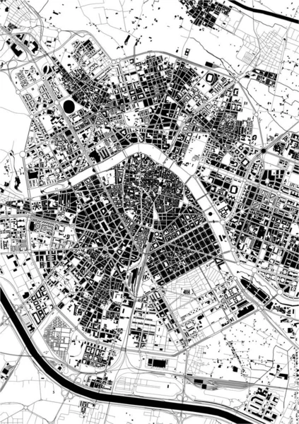 Mapa da cidade de Valência, Espanha — Vetor de Stock