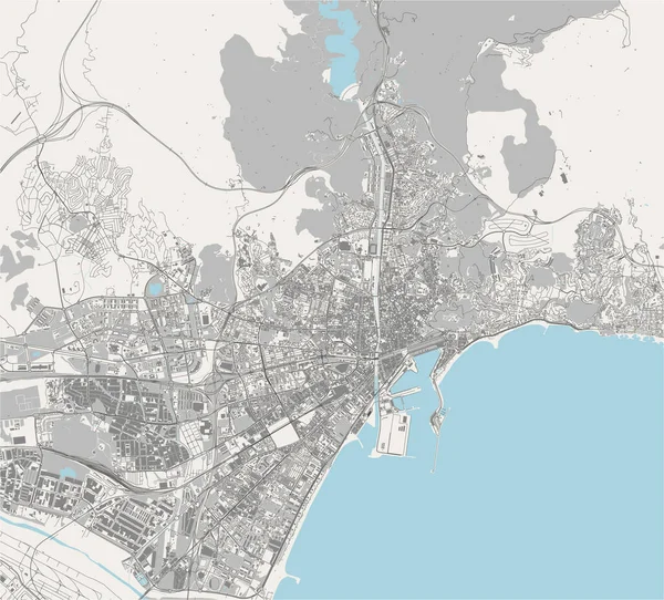 西班牙马拉加市地图 — 图库矢量图片