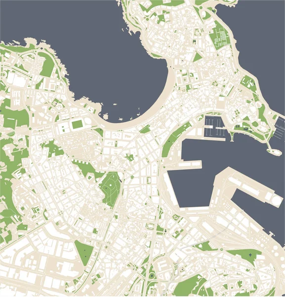 Mapa de la ciudad de A Coruna, España — Vector de stock